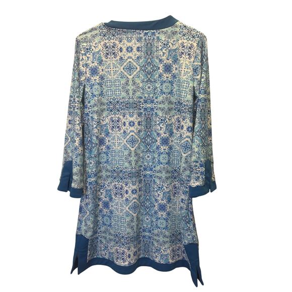 AQUA ET SOL Dress UPF 50+ Blue White Tunic Long Sleeve Quick Dry Stretch MEDIUM - Picture 2 of 5